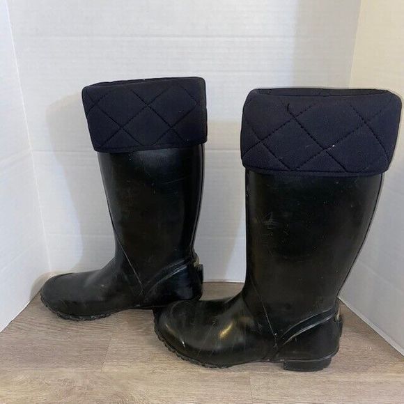 Bogs Womens Alex Waterproof Black Lined Rainboots Boots Size 8 Fold Over - Picture 2 of 6